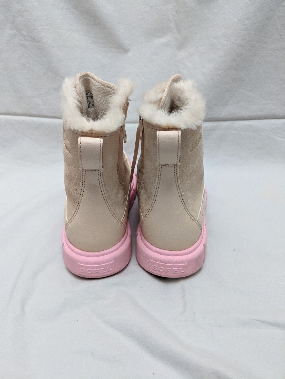 Sorel Girls Beige Faux-Fur Ankle Insulated Snow Boots Size 2 - Picture 2 of 10